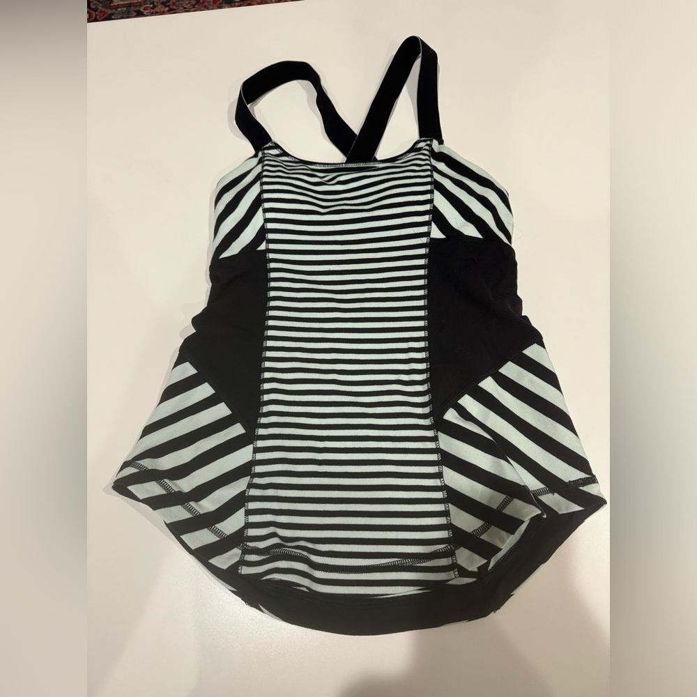 Vintage Teal and black striped lulu lemon tank top